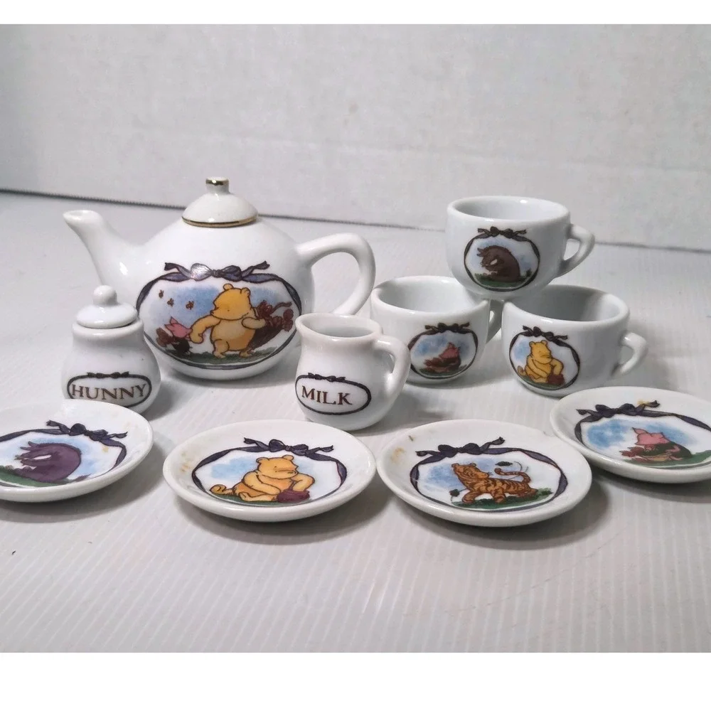 Disney Schylling Classic Winnie the Pooh Mini China Tea Set Incomplete Teapot